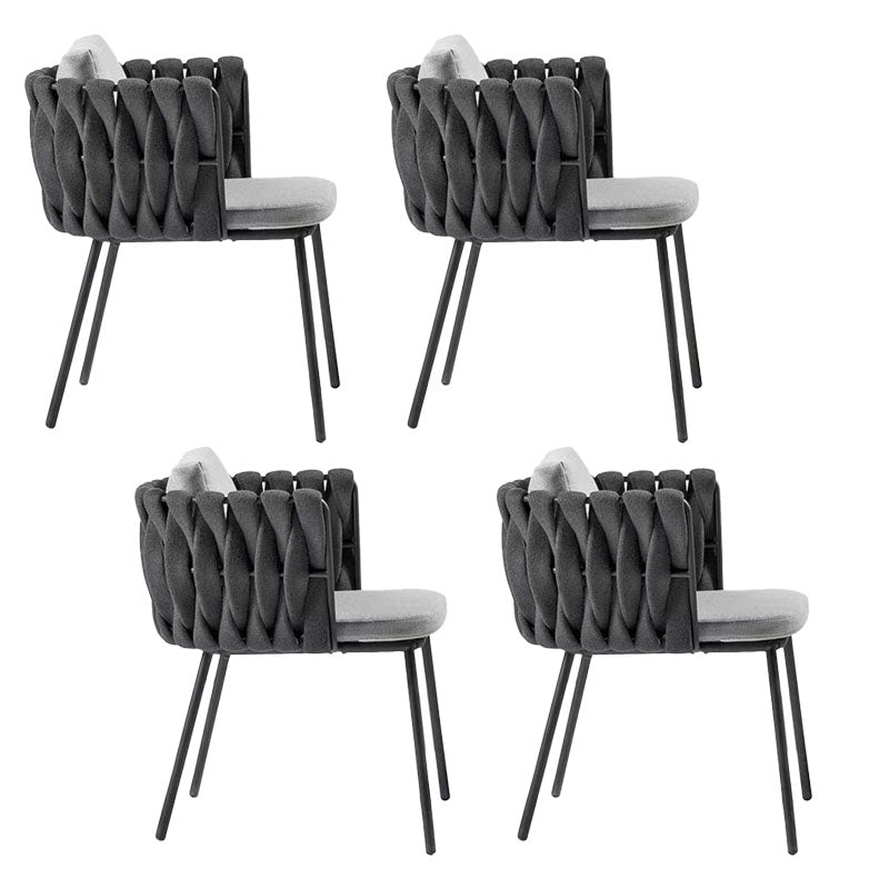 Contemporary Upholstered Outdoor Bistro Chairs Open Back Patio Dining Armchair