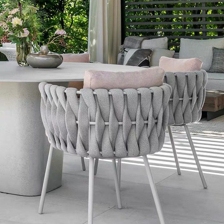 Contemporary Upholstered Outdoor Bistro Chairs Open Back Patio Dining Armchair