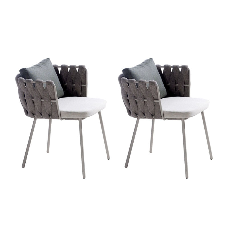 Contemporary Upholstered Outdoor Bistro Chairs Open Back Patio Dining Armchair