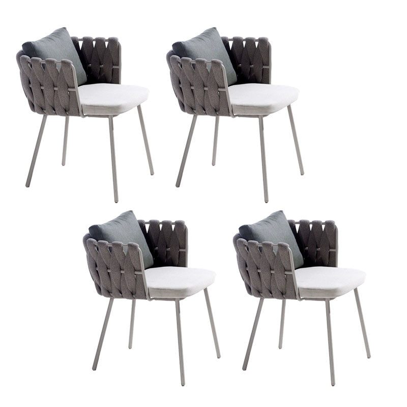 Contemporary Upholstered Outdoor Bistro Chairs Open Back Patio Dining Armchair