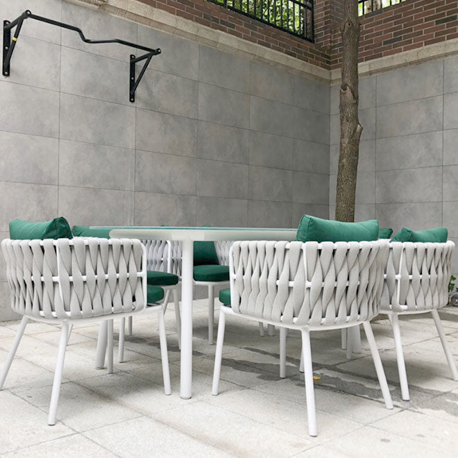 Contemporary Upholstered Outdoor Bistro Chairs Open Back Patio Dining Armchair