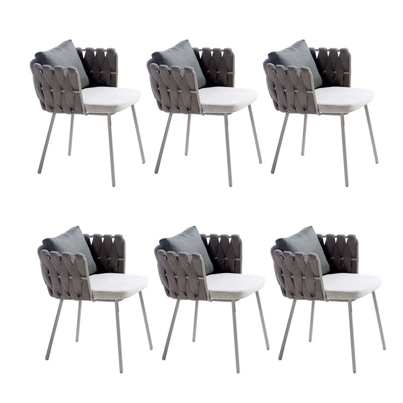 Contemporary Upholstered Outdoor Bistro Chairs Open Back Patio Dining Armchair