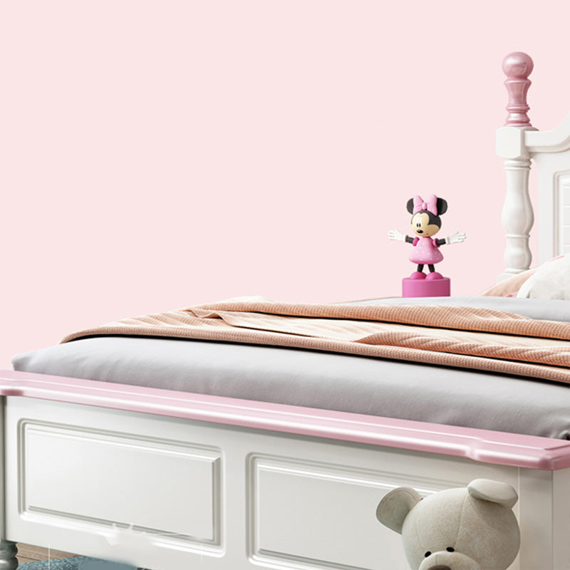 Contemporary Kids Bed Solid Wood White Headboard Princess Panel Mattress