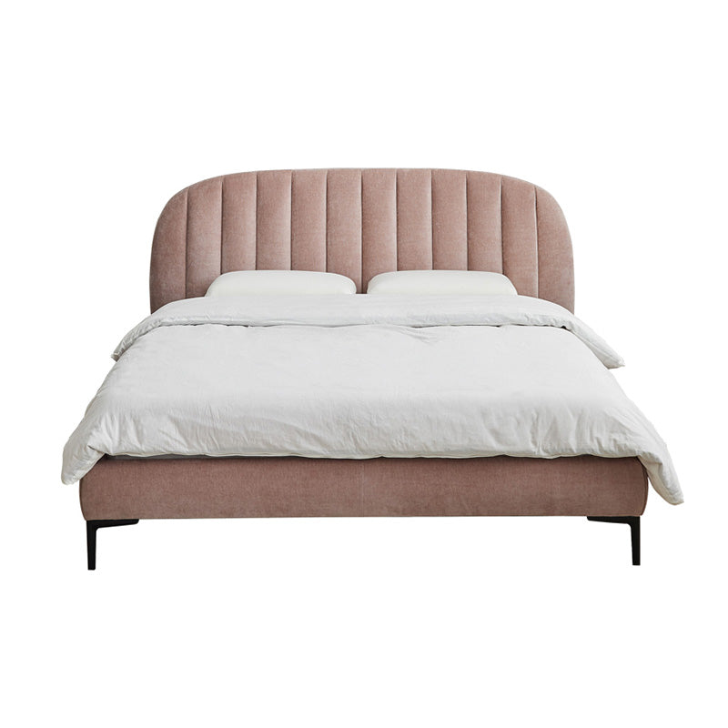 Contemporary Kids Bed Metal Pink Upholstered Headboard Princess Panel Mattress