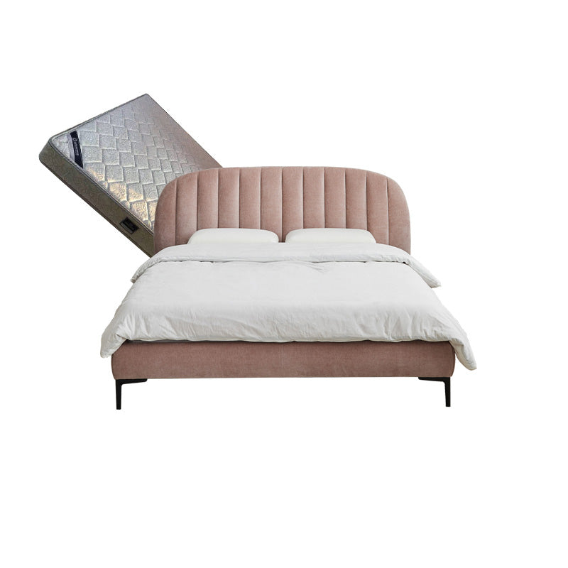 Contemporary Kids Bed Metal Pink Upholstered Headboard Princess Panel Mattress