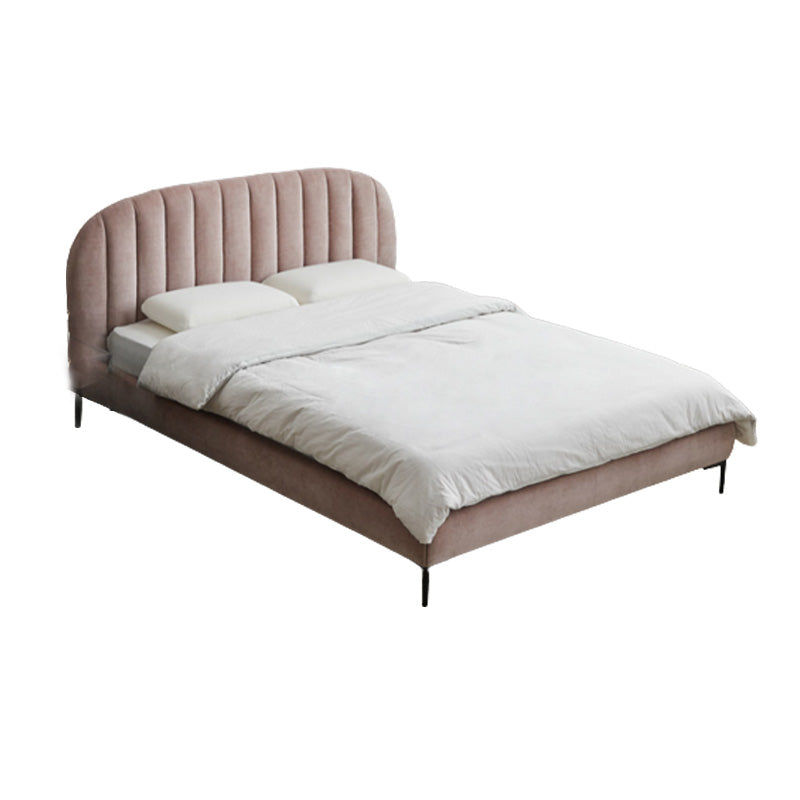 Contemporary Kids Bed Metal Pink Upholstered Headboard Princess Panel Mattress