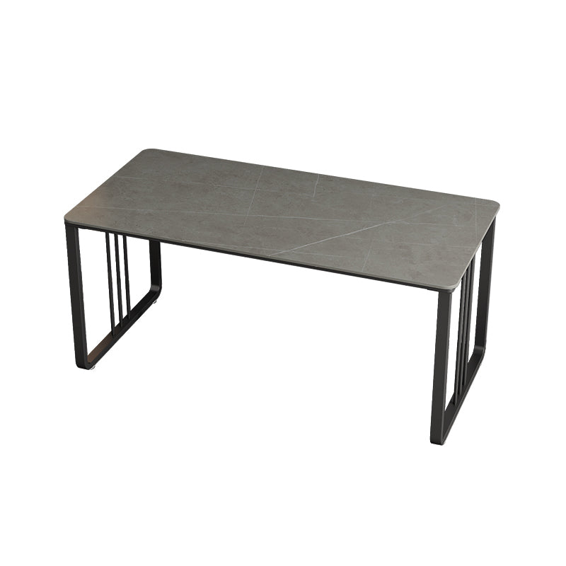 Rectangular Shaped Office Desk 2 Legs Writing Desk in Grey/White for Office