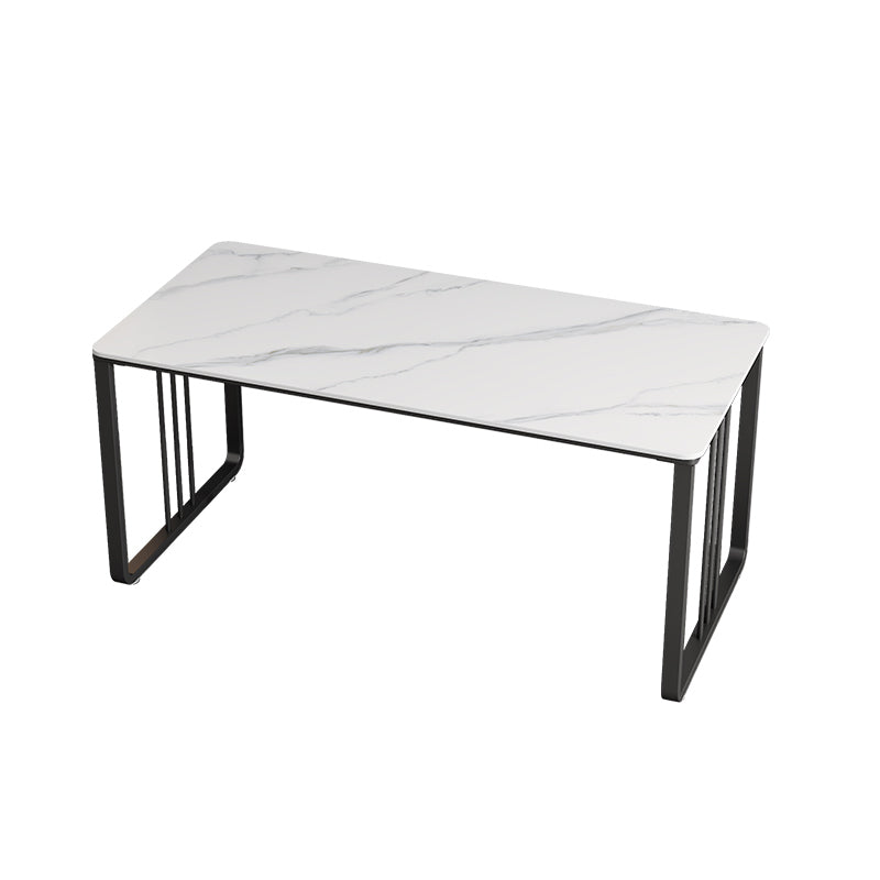 Rectangular Shaped Office Desk 2 Legs Writing Desk in Grey/White for Office