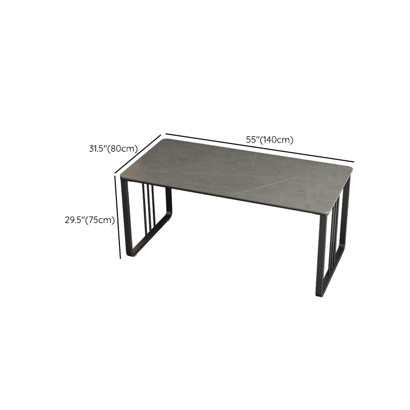 Rectangular Shaped Office Desk 2 Legs Writing Desk in Grey/White for Office