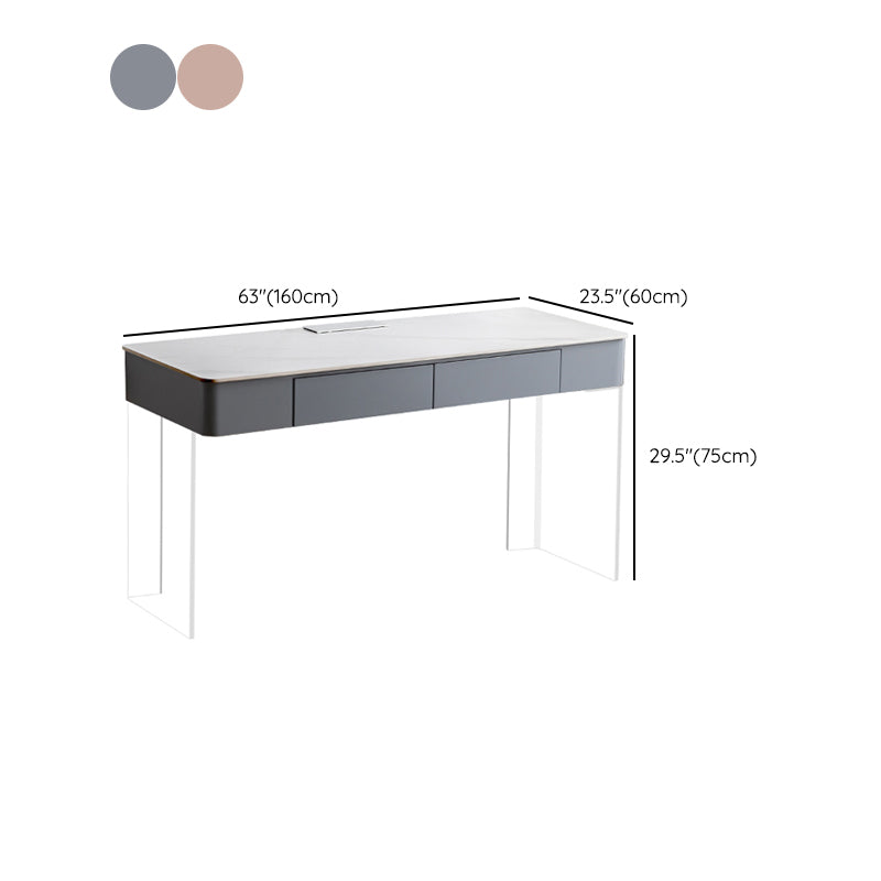 Rectangular Shaped Stone Office Desk 2 Legs Task Desk for Home