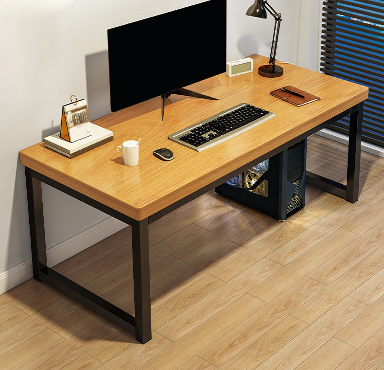 Contemporary Wooden Office Desk Antique Finish Rectangular Computer Desk with Metal Legs