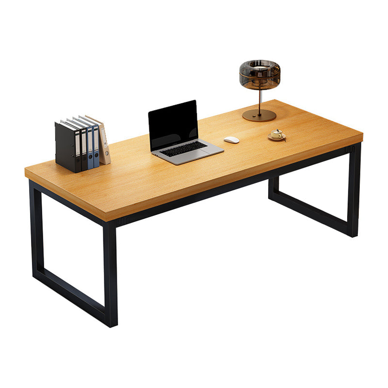 Contemporary Wooden Office Desk Antique Finish Rectangular Computer Desk with Metal Legs