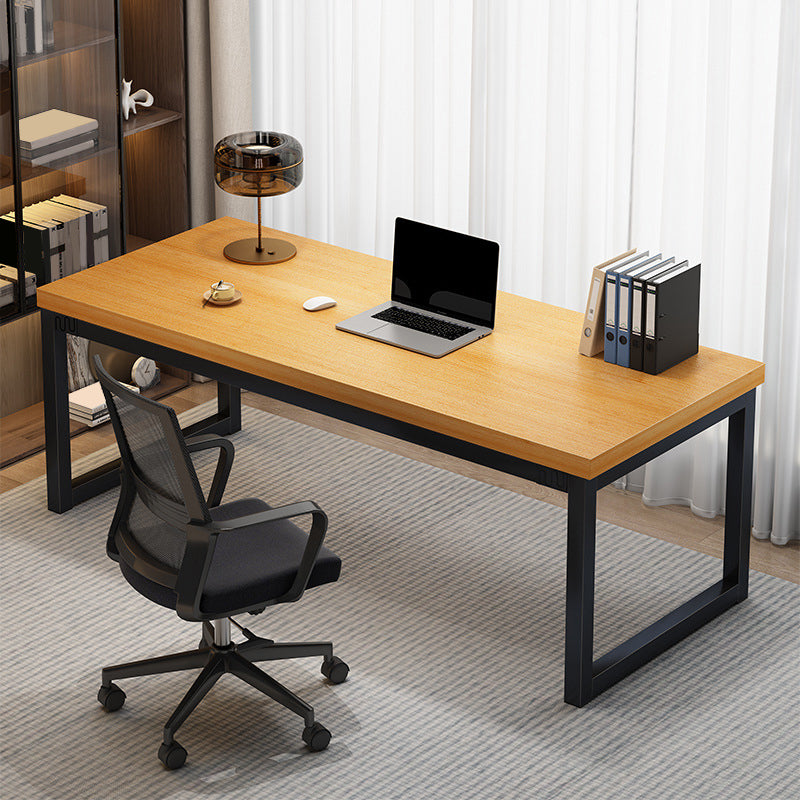 Contemporary Wooden Office Desk Antique Finish Rectangular Computer Desk with Metal Legs