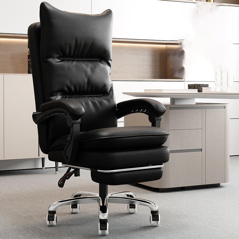 Leather Padded Arms Office Chair No Distressing Ergonomic Desk Chair with Wheels