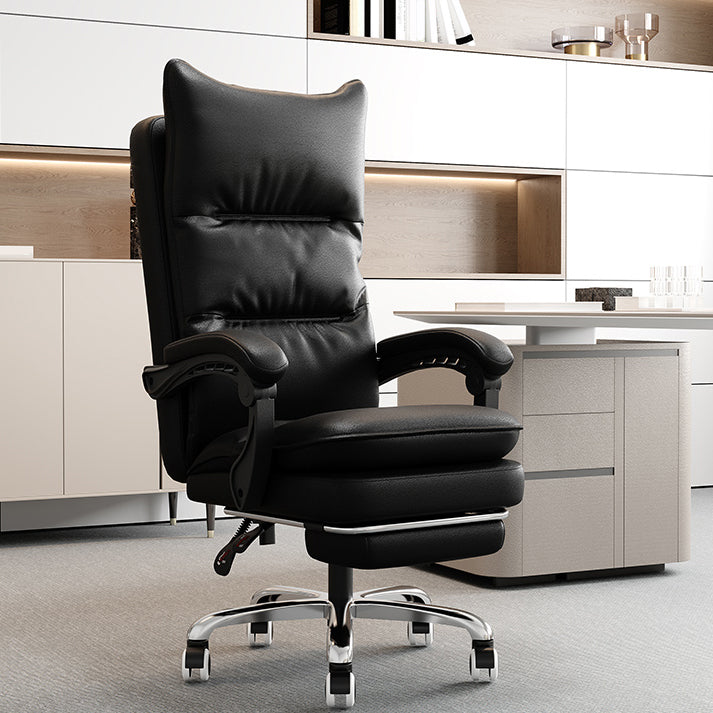 Leather Padded Arms Office Chair No Distressing Ergonomic Desk Chair with Wheels