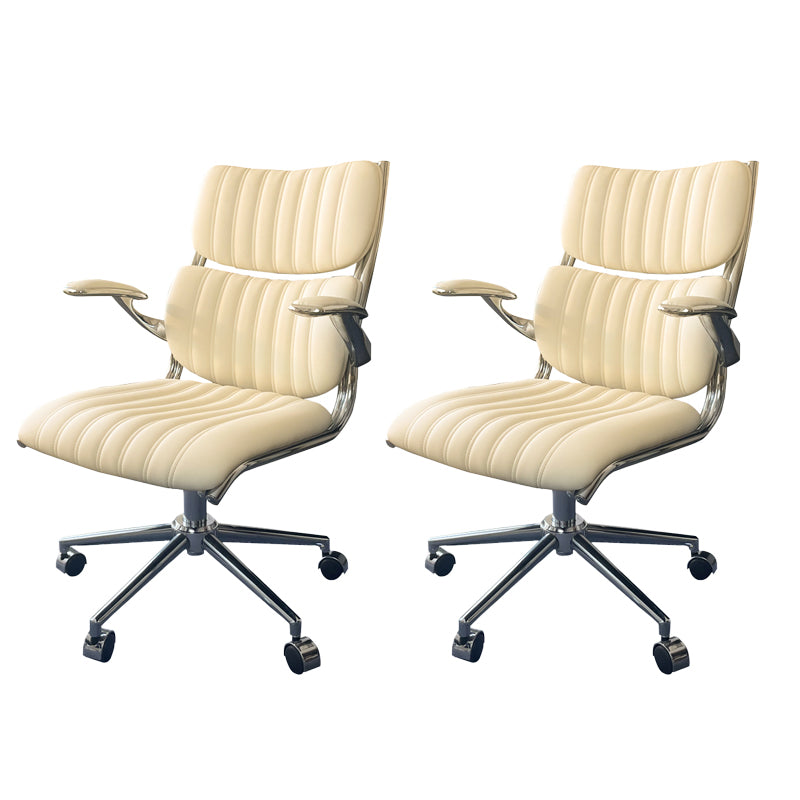 Modern Padded Arms Office Chair Leather No Distressing Ergonomic Desk Chair with Wheels