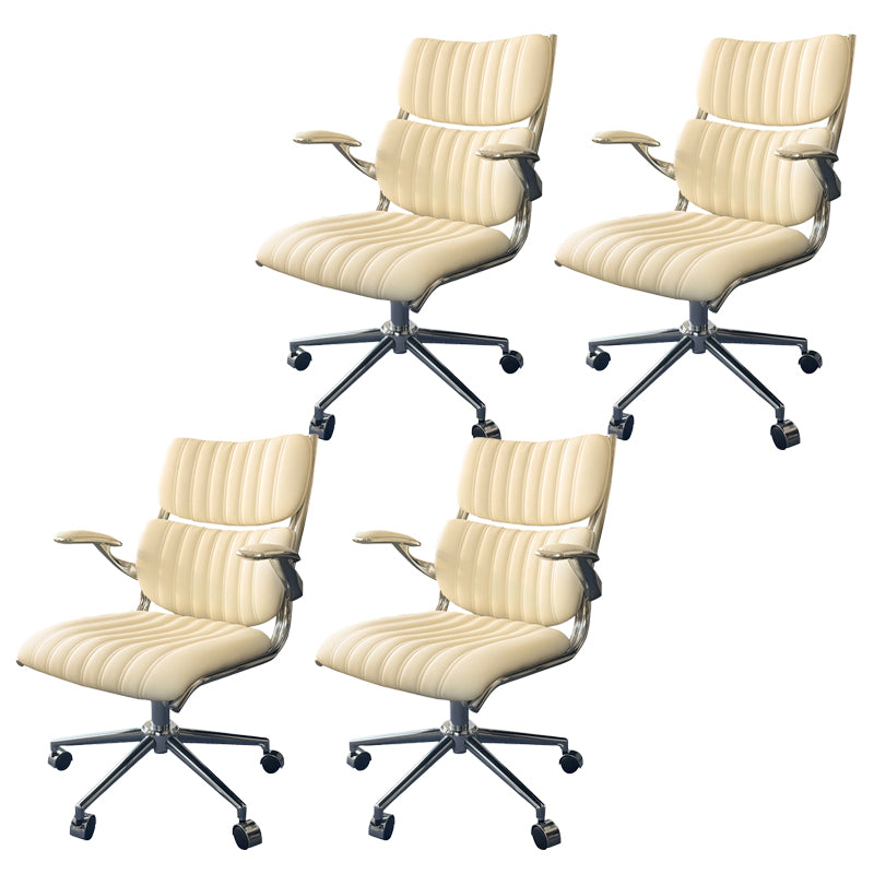 Modern Padded Arms Office Chair Leather No Distressing Ergonomic Desk Chair with Wheels