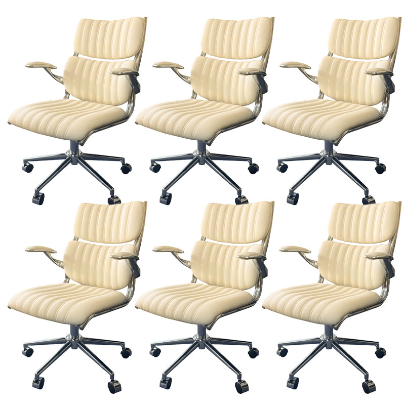 Modern Padded Arms Office Chair Leather No Distressing Ergonomic Desk Chair with Wheels