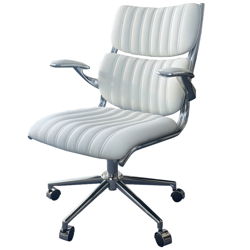 Modern Padded Arms Office Chair Leather No Distressing Ergonomic Desk Chair with Wheels