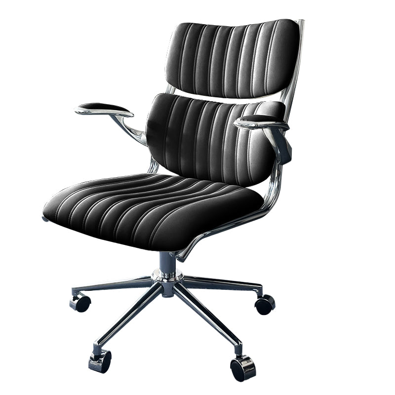 Modern Padded Arms Office Chair Leather No Distressing Ergonomic Desk Chair with Wheels