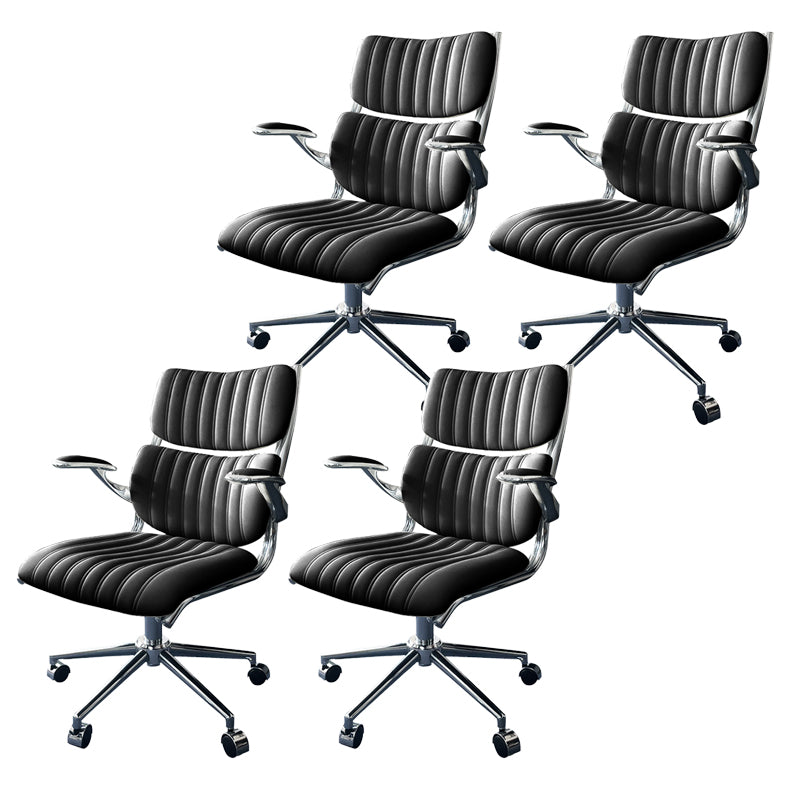 Modern Padded Arms Office Chair Leather No Distressing Ergonomic Desk Chair with Wheels