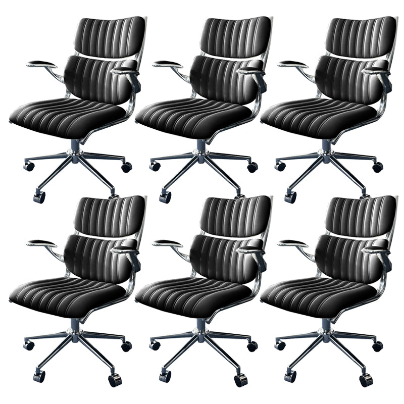 Modern Padded Arms Office Chair Leather No Distressing Ergonomic Desk Chair with Wheels