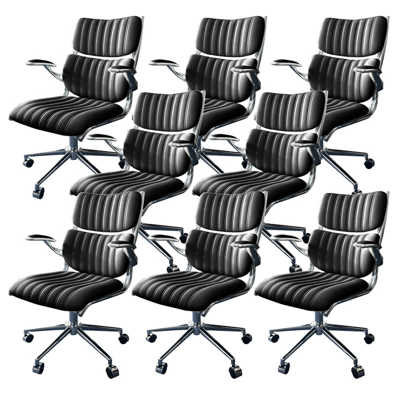 Modern Padded Arms Office Chair Leather No Distressing Ergonomic Desk Chair with Wheels