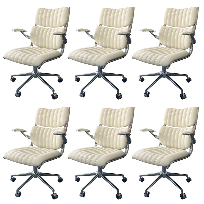 Modern Padded Arms Office Chair Leather No Distressing Ergonomic Desk Chair with Wheels