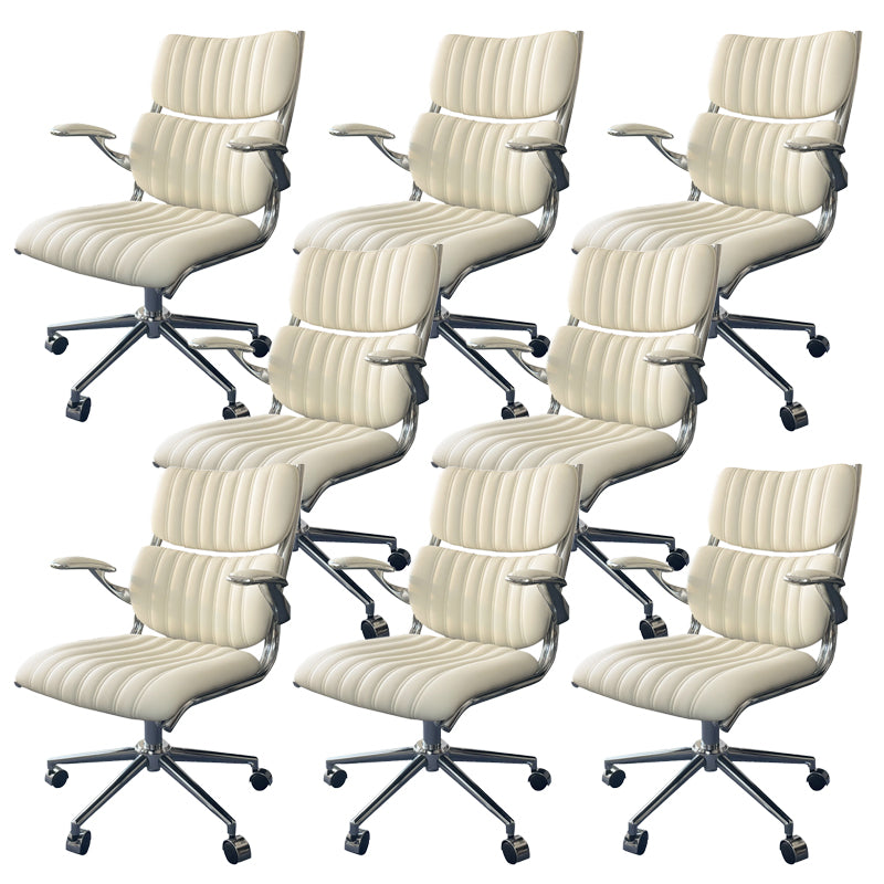 Modern Padded Arms Office Chair Leather No Distressing Ergonomic Desk Chair with Wheels