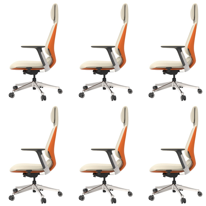 Fixed Arms Modern Office Chair Leather No Distressing Ergonomic Desk Chair