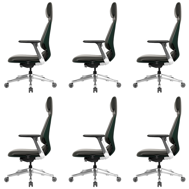 Fixed Arms Modern Office Chair Leather No Distressing Ergonomic Desk Chair