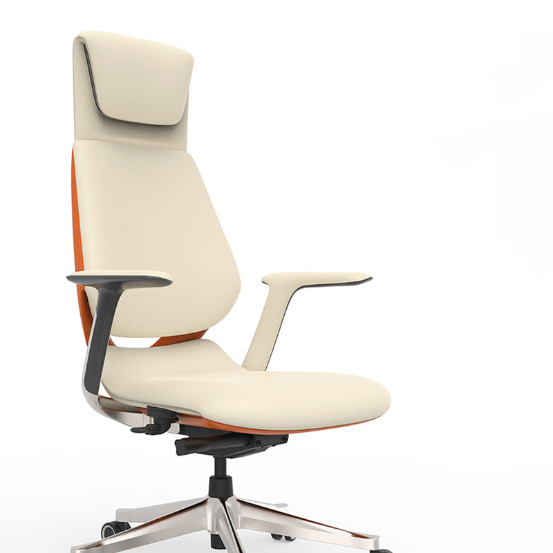 Fixed Arms Modern Office Chair Leather No Distressing Ergonomic Desk Chair