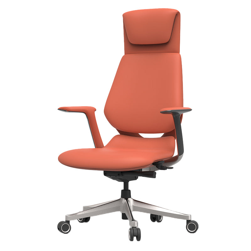 Fixed Arms Modern Office Chair Leather No Distressing Ergonomic Desk Chair