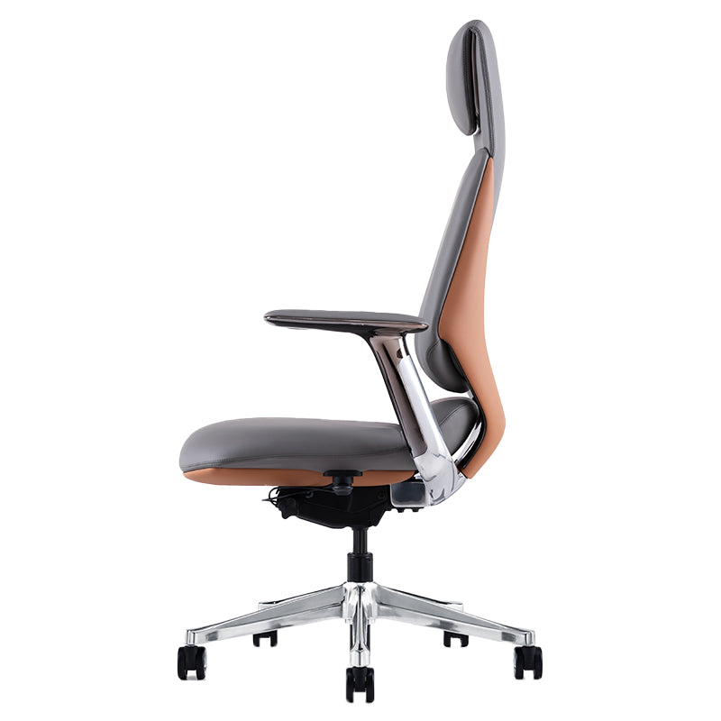 Fixed Arms Modern Office Chair Leather No Distressing Ergonomic Desk Chair