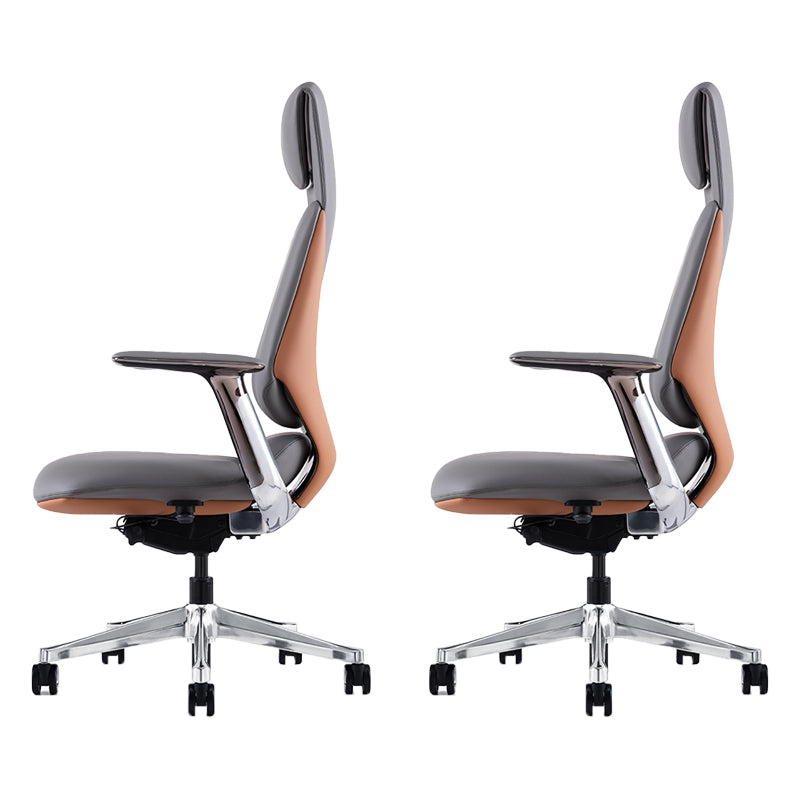 Fixed Arms Modern Office Chair Leather No Distressing Ergonomic Desk Chair