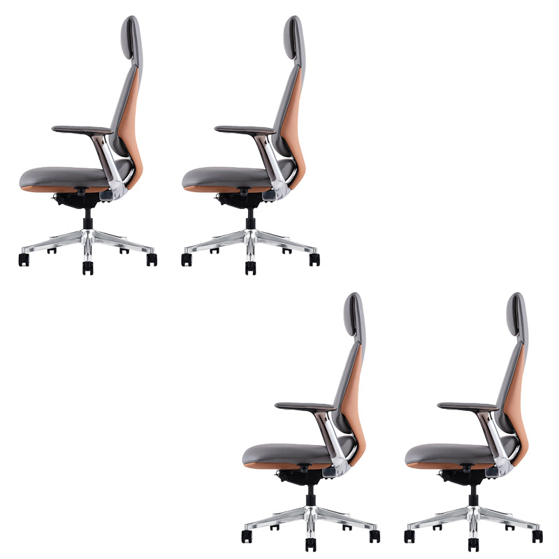 Fixed Arms Modern Office Chair Leather No Distressing Ergonomic Desk Chair