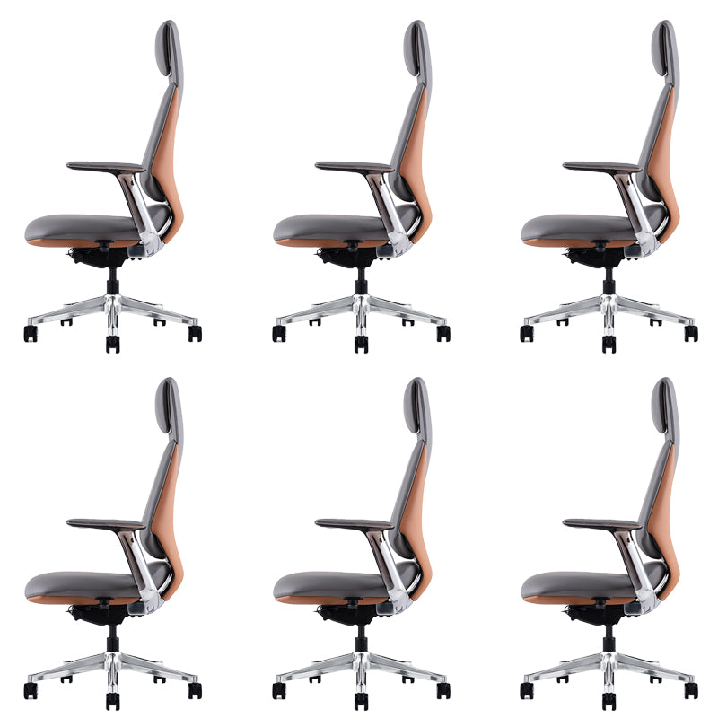 Fixed Arms Modern Office Chair Leather No Distressing Ergonomic Desk Chair