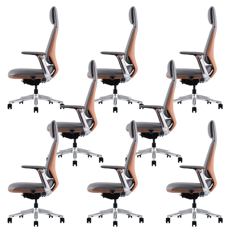 Fixed Arms Modern Office Chair Leather No Distressing Ergonomic Desk Chair