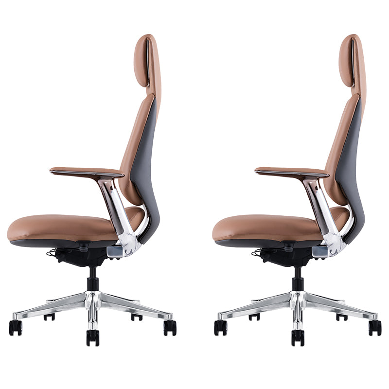 Fixed Arms Modern Office Chair Leather No Distressing Ergonomic Desk Chair