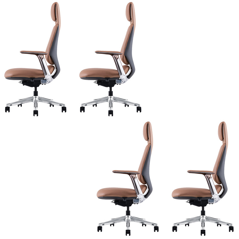 Fixed Arms Modern Office Chair Leather No Distressing Ergonomic Desk Chair