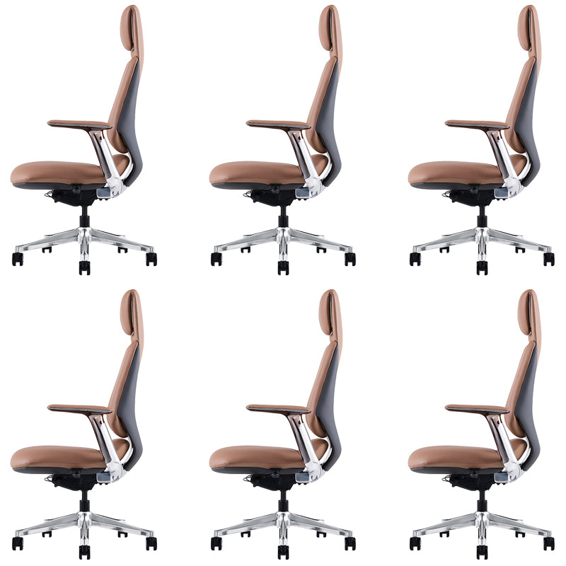 Fixed Arms Modern Office Chair Leather No Distressing Ergonomic Desk Chair