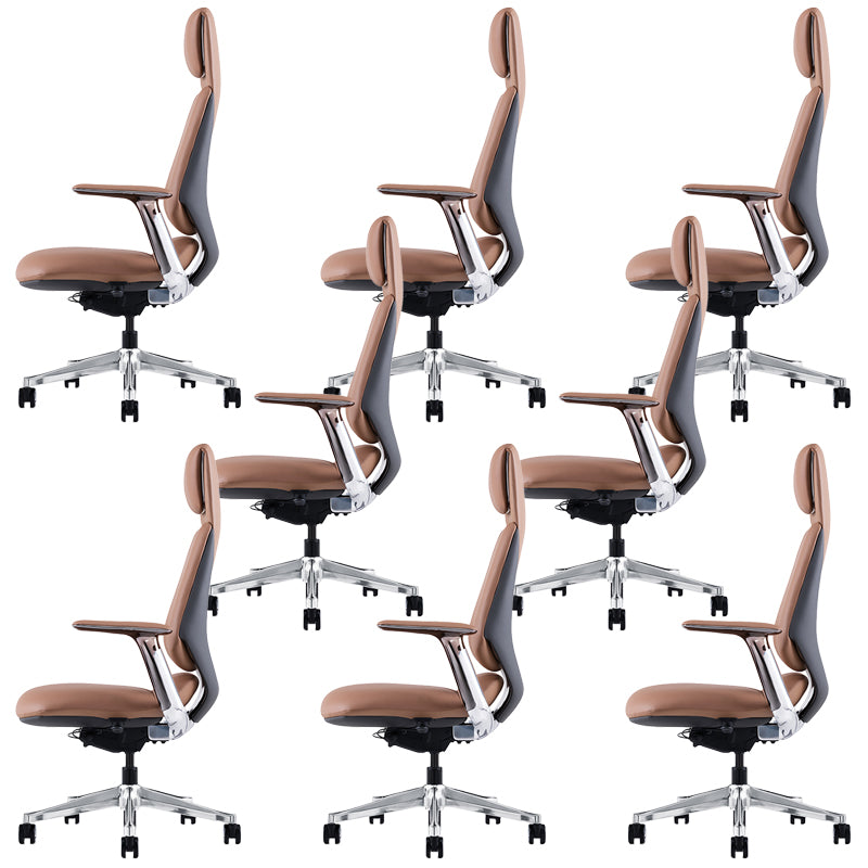 Fixed Arms Modern Office Chair Leather No Distressing Ergonomic Desk Chair