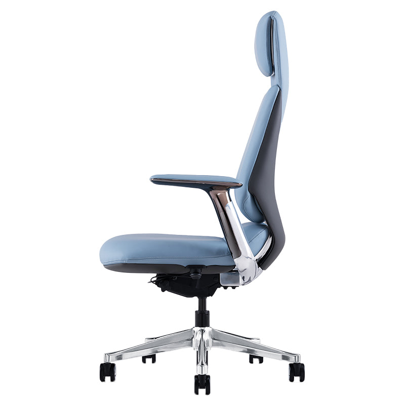 Fixed Arms Modern Office Chair Leather No Distressing Ergonomic Desk Chair