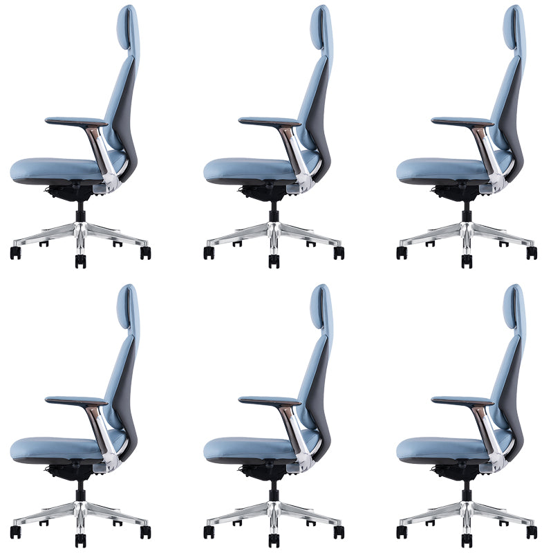 Fixed Arms Modern Office Chair Leather No Distressing Ergonomic Desk Chair