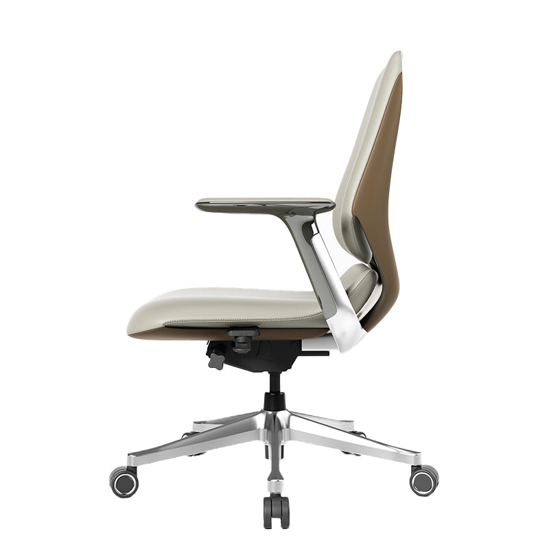 Fixed Arms Modern Office Chair Leather No Distressing Ergonomic Desk Chair