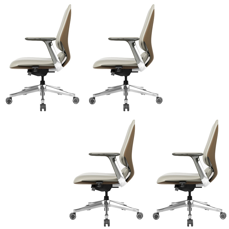 Fixed Arms Modern Office Chair Leather No Distressing Ergonomic Desk Chair