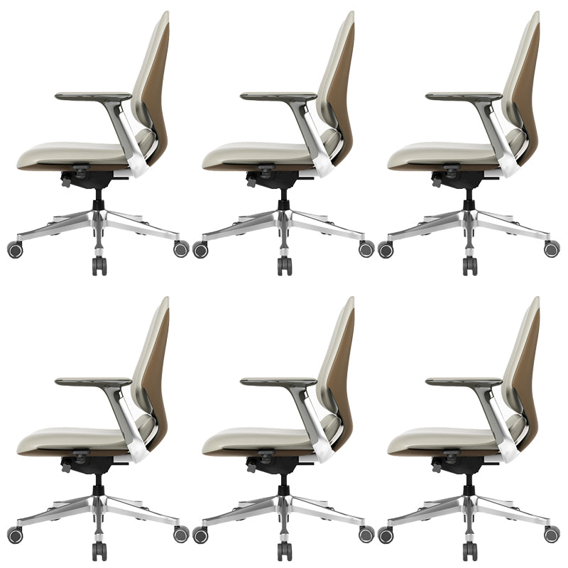 Fixed Arms Modern Office Chair Leather No Distressing Ergonomic Desk Chair