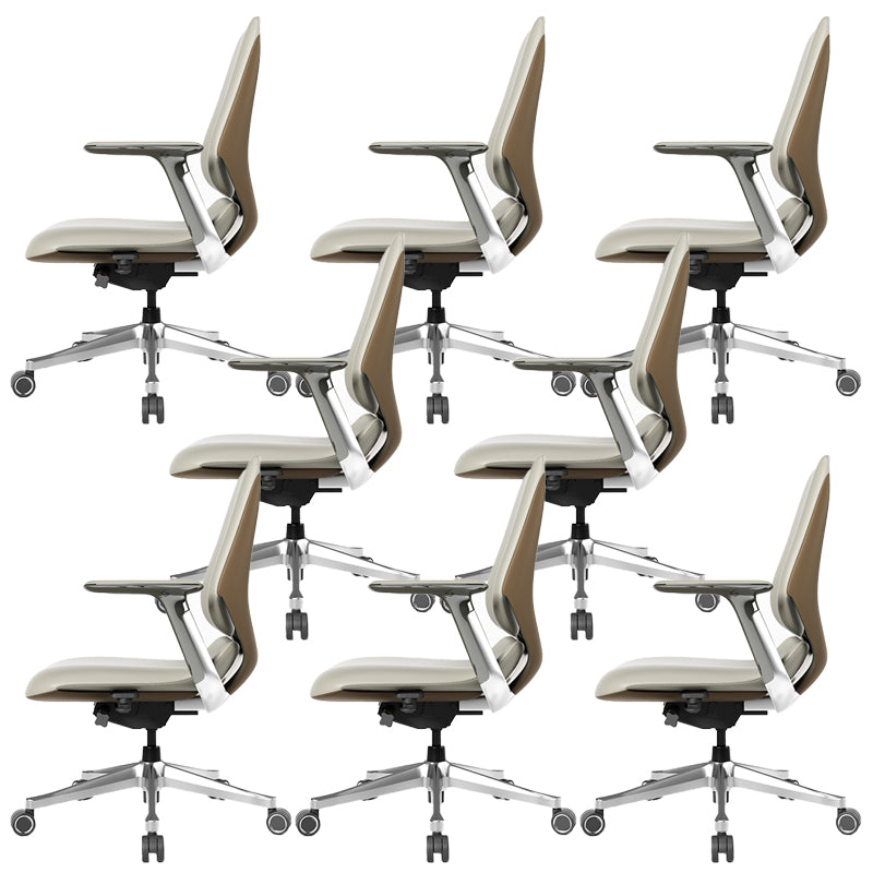 Fixed Arms Modern Office Chair Leather No Distressing Ergonomic Desk Chair