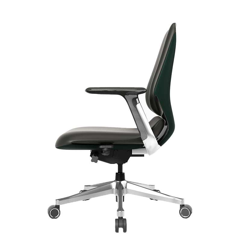 Fixed Arms Modern Office Chair Leather No Distressing Ergonomic Desk Chair