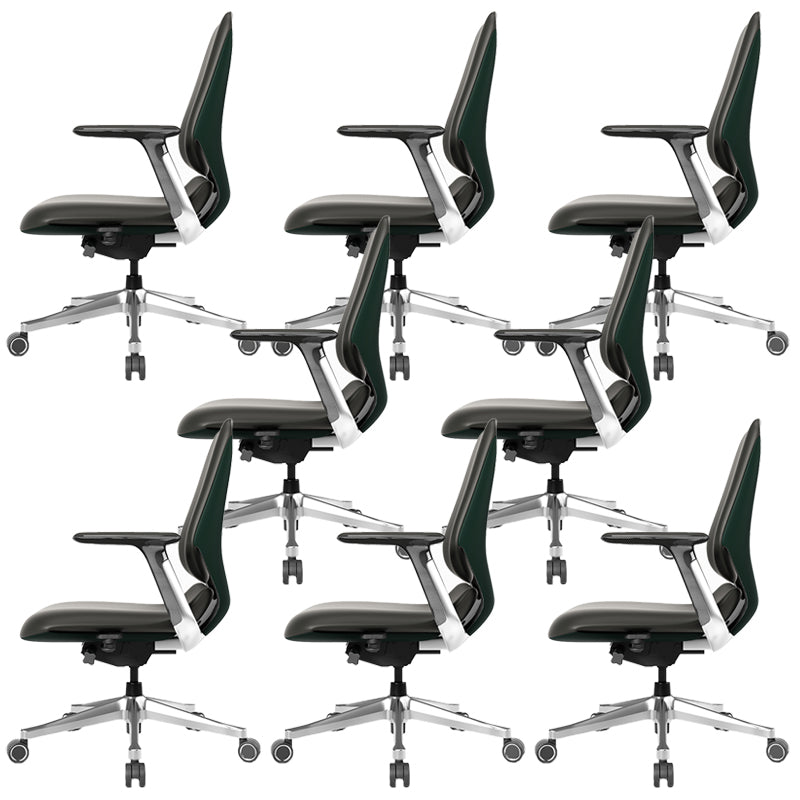 Fixed Arms Modern Office Chair Leather No Distressing Ergonomic Desk Chair